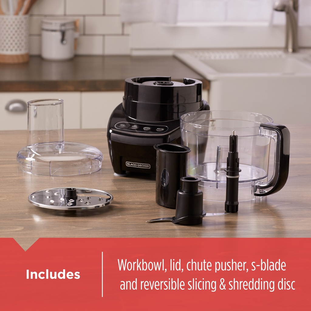 Black &amp; Decker 3-In-1 Easy Assembly 8-Cup Food Processor, Black