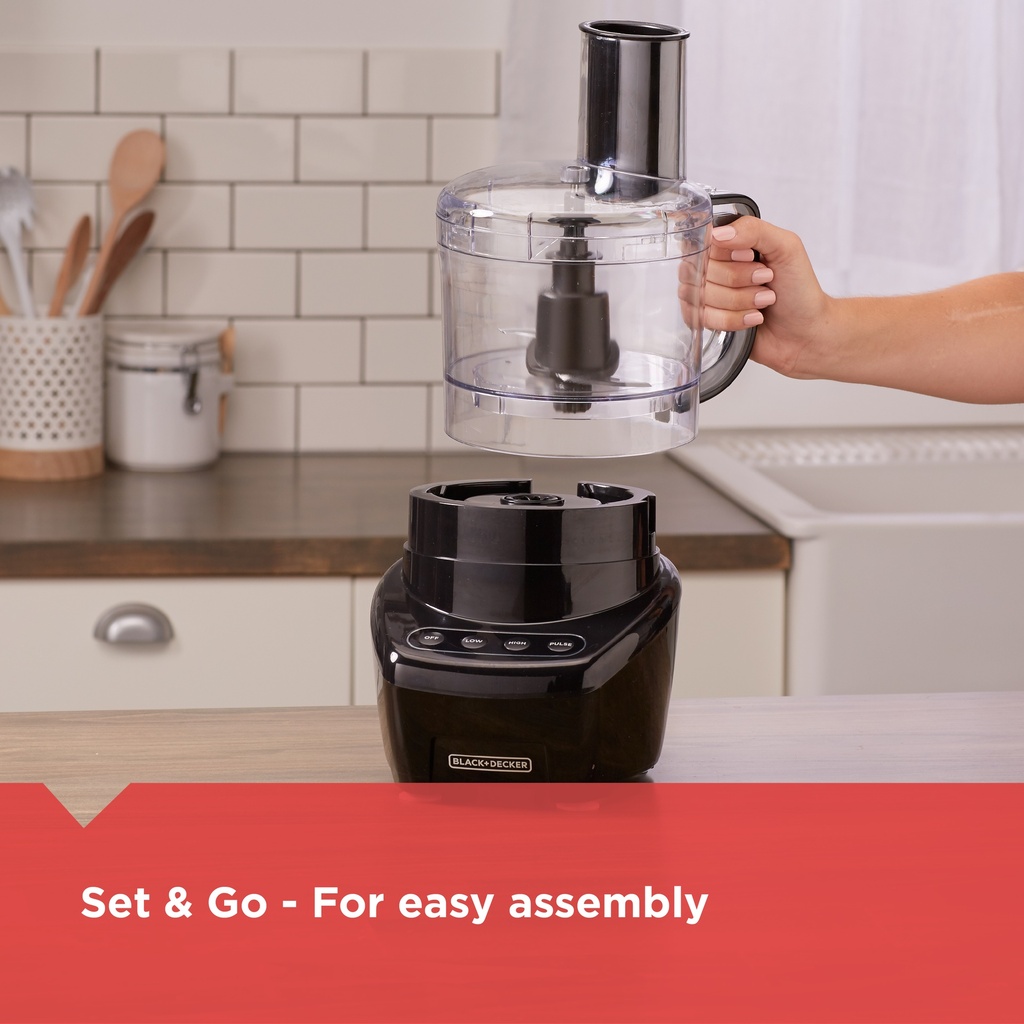 Black &amp; Decker 3-In-1 Easy Assembly 8-Cup Food Processor, Black