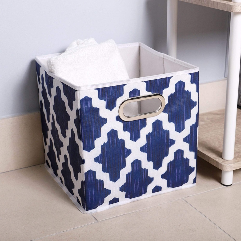 Home Basics Storage Bin Moroccon Lattice Navy