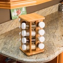 HOME BASICS 16 PIECE BAMBOO REVOLVING SPICE RACK