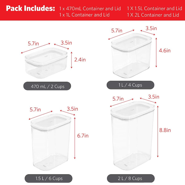 Glad Dry Food Storage Containers, 4pc Set