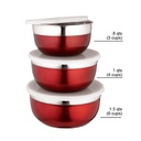 Bombay 6pc Bowls with Lids .8, 1, 1.5 Qt. Stainless Steel/ Red