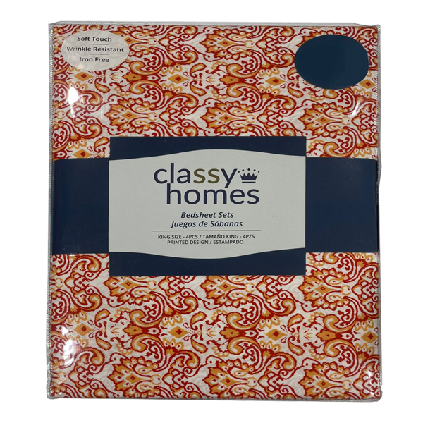 Classy Homes Printed Queen Sheet Set 4pc