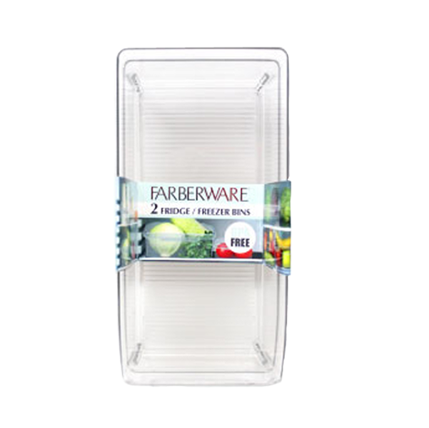 Farberware Set of 2 Fridge Bins - 12.2 x 5.9 x 3.6in