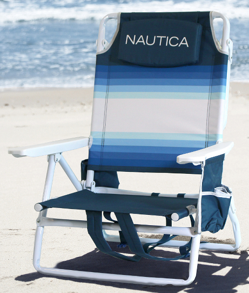 Nautica Beach Chair 5-Position, Ombre Stripe Blue