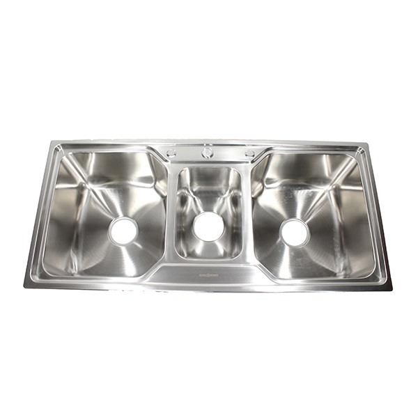 Roya Homes Stainless Steel Triple Bowl kitchen Sink-42&quot;X19.5&quot;X9.5&quot;