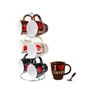 Home Basics I Love Coffee 6 Piece Mug Set with Stand