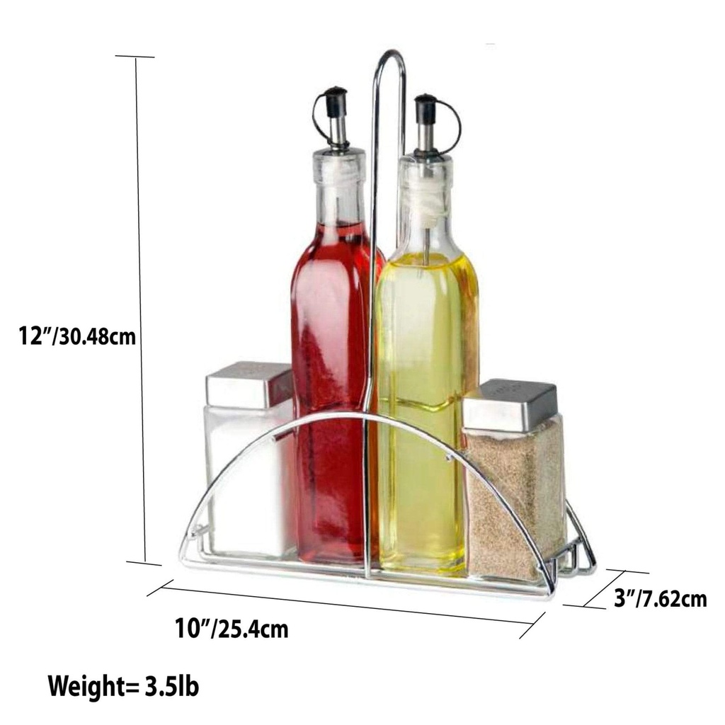 Home Basics 4 PIECE CRUET SET WITH STAND