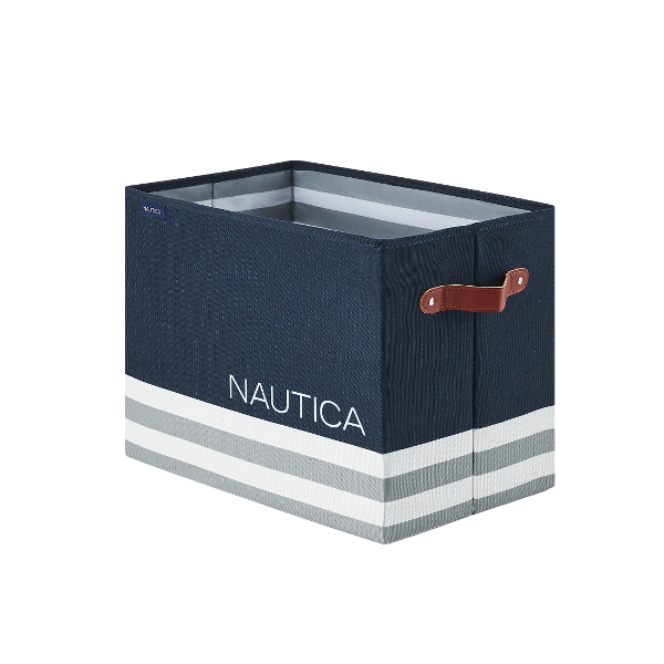 Nautica Folding Rectangular Storage Bin, Navy Stripe