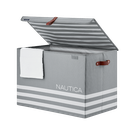 Nautica Folding Rectangular Hamper/ Storage Trunk with Lid, Gray Stripe
