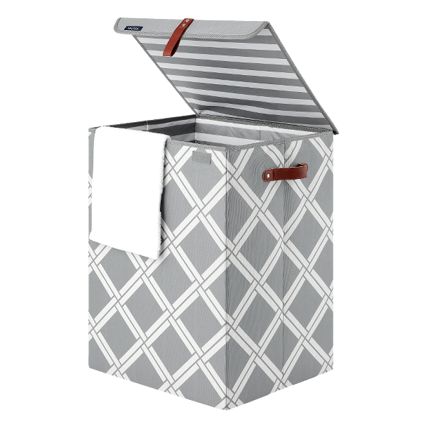 Nautica Folding Hamper with Lid, Gray Weave
