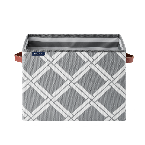 Nautica Folding Rectangular Storage Bin, Gray Weave