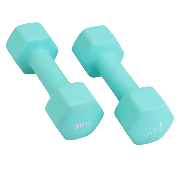 Elle Sport Neoprene Dumbbells 3kg, Aqua - Pair