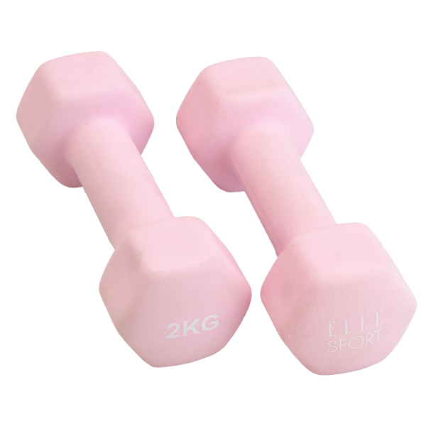 Elle Sport Neoprene Dumbbells 2kg, Soft Pink - Pair