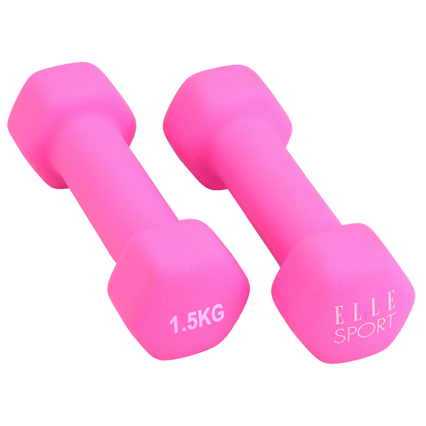 Elle Sport Neoprene Dumbbells 1.5kg, Hot Pink - Pair