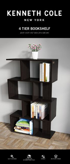 Kenneth Cole 4-Tier Bookshelf, Brown