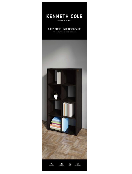 Kenneth Cole Bookcase 4x2 Cube, Black