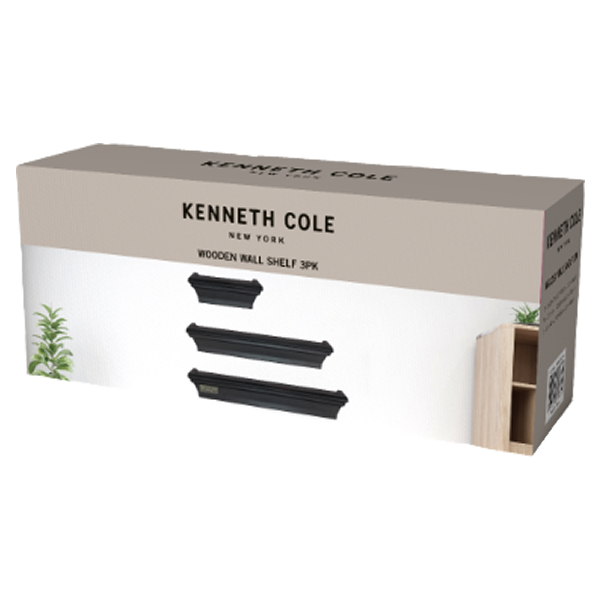 Kenneth Cole Wooden Wall Shelf 3-pack, Black