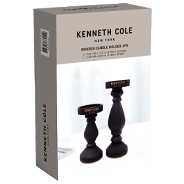 Kenneth Cole Candle Holders, Black - 2pc Set