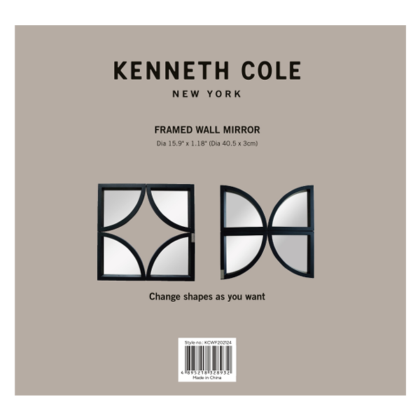 Kenneth Cole Framed Wall Mirror, Black - 4pc Set