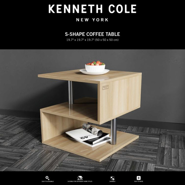 Kenneth Cole S-Shaped Coffee Table, Oak