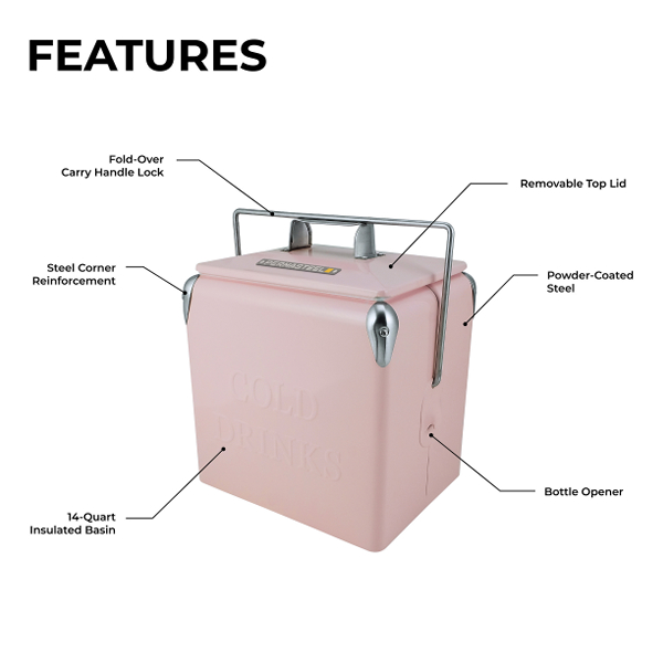 PermaSteel Cooler 14 Qt., Pink