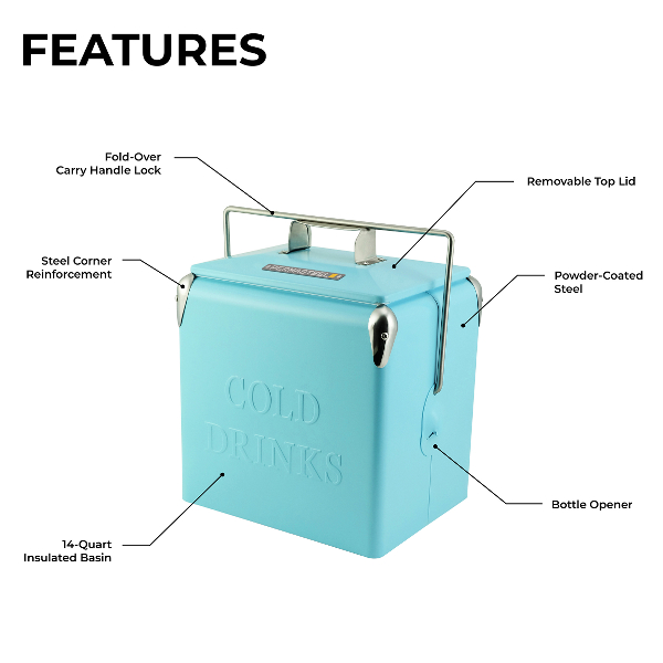 PermaSteel Cooler 14 Qt., Turquoise