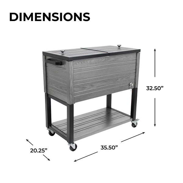 PermaSteel Rustic Wood Grain Cooler 80 Qt., Gray