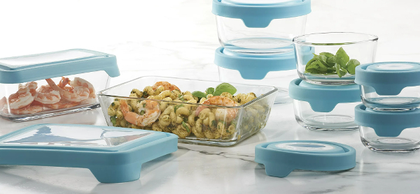 Anchor Hocking 16pc Glass Food Storage Set w/ Trueseal Lids Clear/Mineral Blue