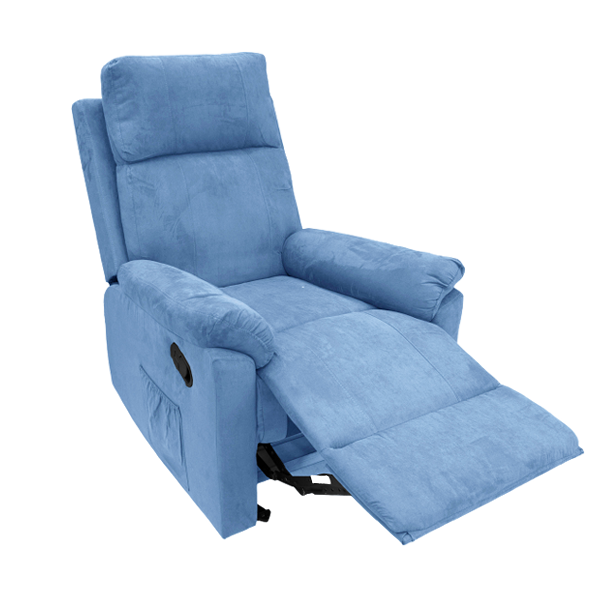 Ideal Furniture Rocking Recliner Sofa, Blue Suede