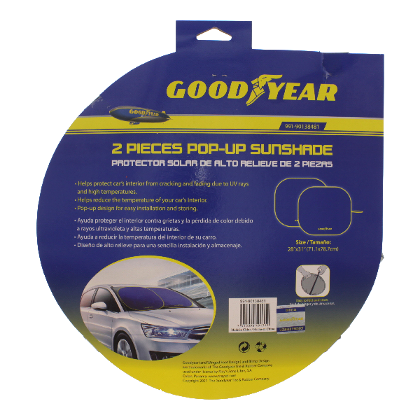 Goodyear 2pc Pop-Up Sunshade, Blue
