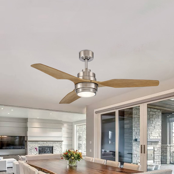 GlucksteinElements Denver Integrated LED Indoor Ceiling Fan with Remote 48 In. Nickel