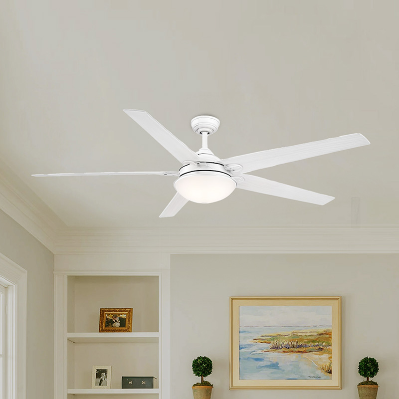 Hampton Bay Belvoy Indoor Ceiling Fan, DC Motor, Adjustable White Integrated LED with Remote 70 In. Matte White