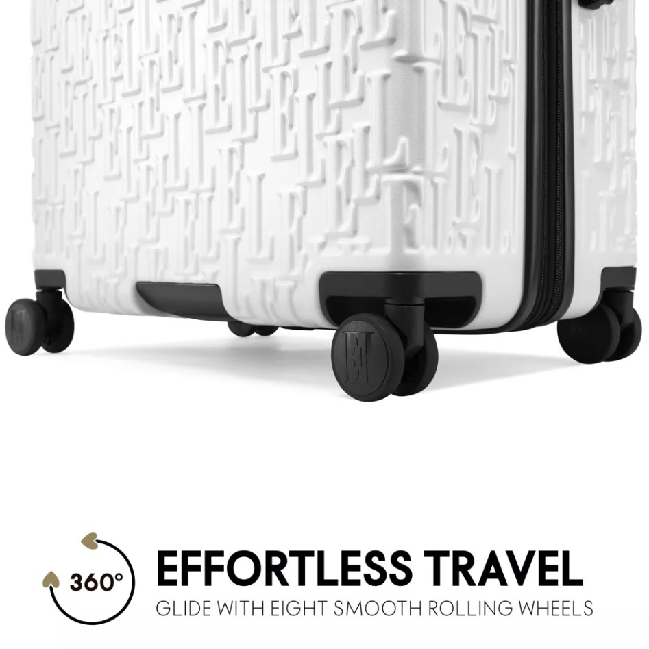 Elle Wayfarer 3pc Composite Luggage Set with Double Spinner Wheels, White