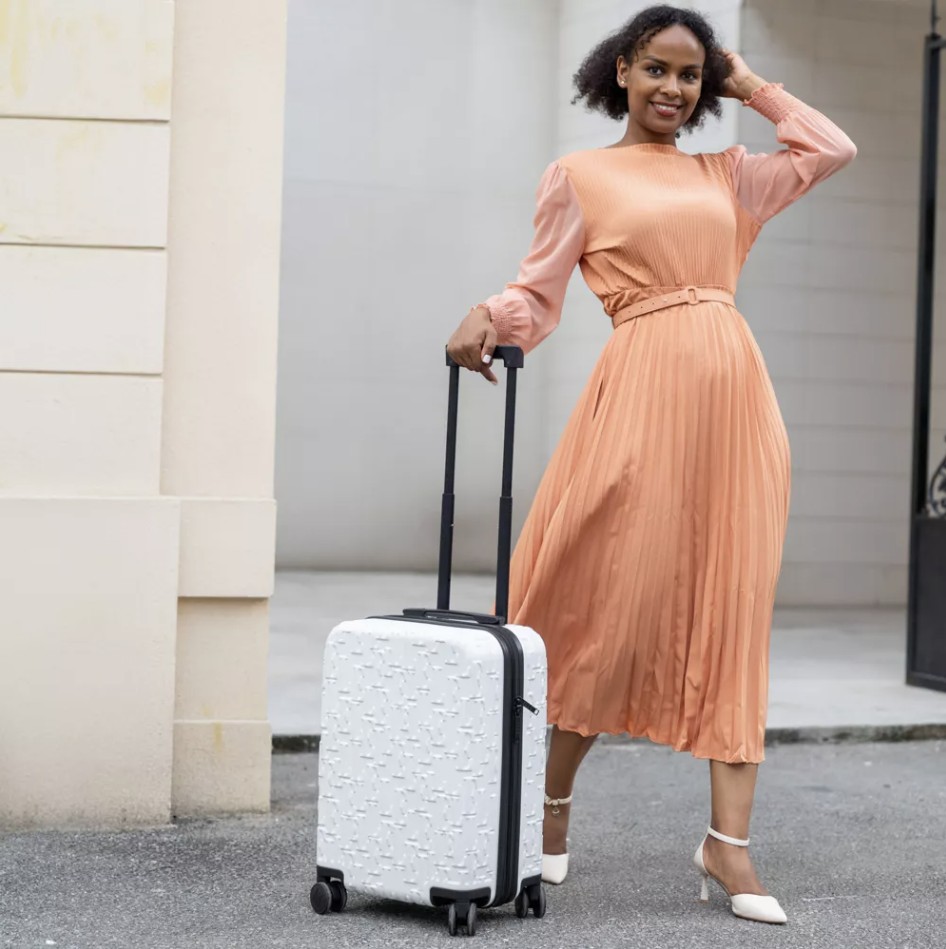 Elle Wayfarer 3pc Composite Luggage Set with Double Spinner Wheels, White