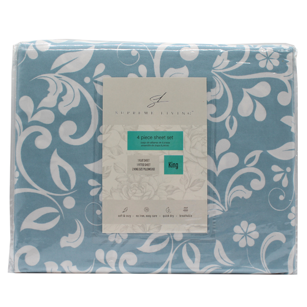 Supreme King 4pc Sheet Set Assorted Designs