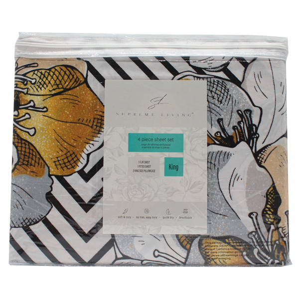 Supreme King 4pc Sheet Set Assorted Designs