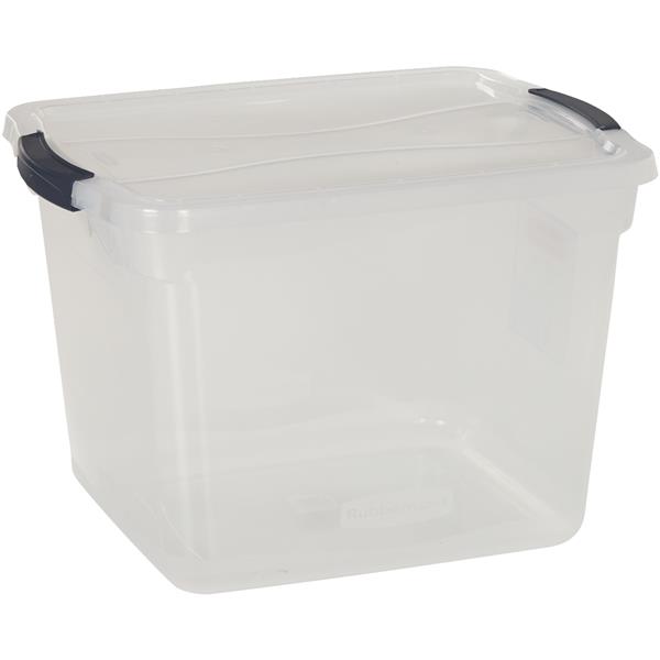 Rubbermaid Clever Store Latching Lid Storage Tote 30 Qt Clear