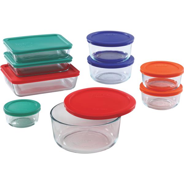 ^Pyrex Simply Store Glass Storage Container Set with Lids (18-Piece)