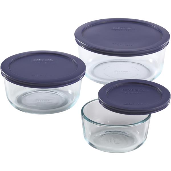 ****Pyrex Simply Store Round Glass Storage Container Set with Lids (6-Piece)