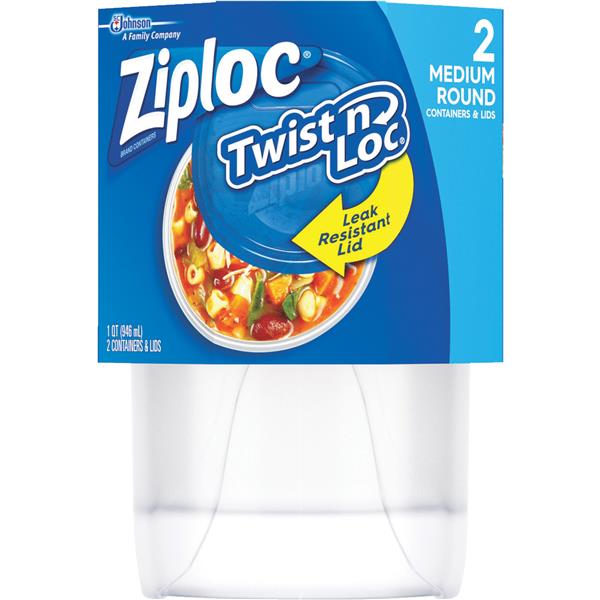 ****Ziploc Twist 'n Loc 1 Qt. Clear Round Food Storage Container with Lids (2-Pack)