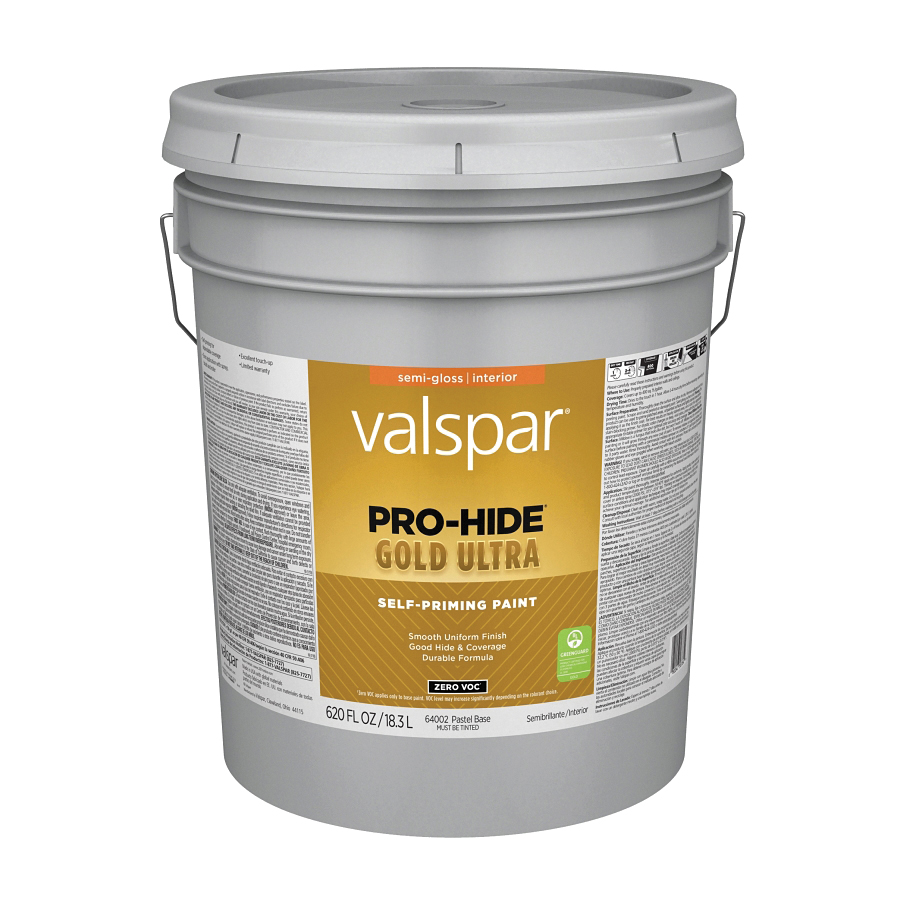 Valspar Pro-Hide Gold Ultra Zero VOC Latex Semi-Gloss Interior Wall Paint, Pastel Base, 5 Gal.