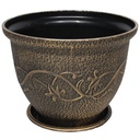 Royal Homes Flower Pot with Saucer 13 x 11 In., Gold/ Silver/ Copper