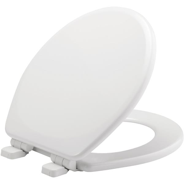 Mayfair Toilet Seat Round Closed Front Slow Close White Wood