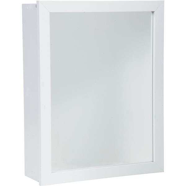 Zenith Framed Medicine Cabinet Single Mirror Surface/Recess Mount 16 In. W x 22 In. H x 5 In. D, White