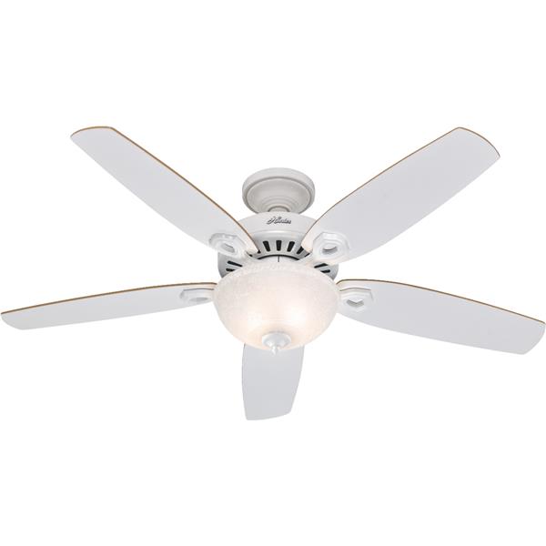 Hunter Builder Deluxe Ceiling Fan with Light Kit 52 In. White (C.F.M - 3007)