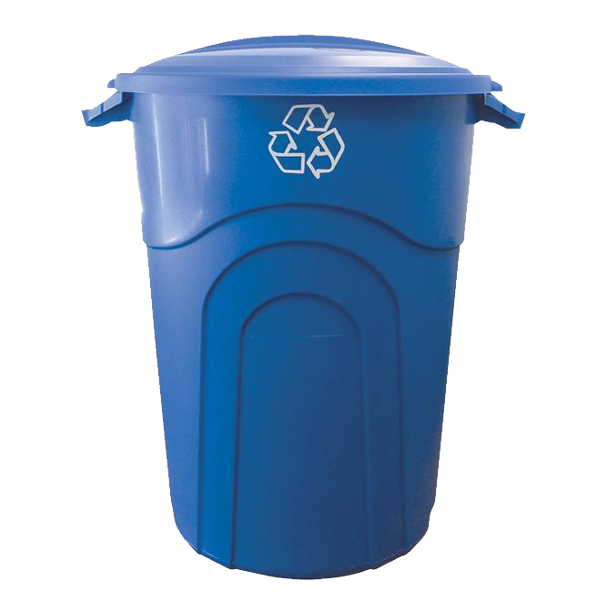 United Solutions Recycling Trash Can with Lid 32 Gal. Blue