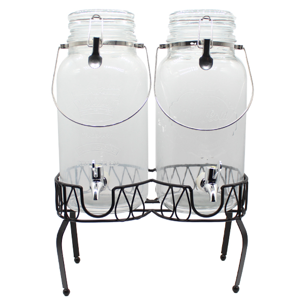 ****Royal Homes Glass Beverage Dispenser with Stand, Set of 2