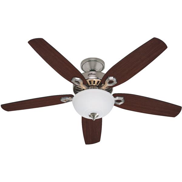 Hunter Builder Deluxe 52 In. Brushed Nickel Ceiling Fan with Light Kit. (C.F.M - 3007)