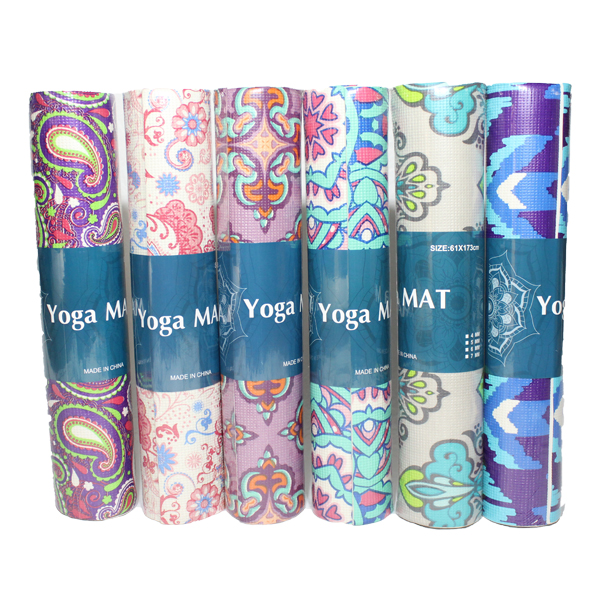 Royal Homes Yoga Mat with Strap 6mm x 173cm x 61cm, Assorted